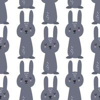 Seamless Scandinavian drawing. Vector children's background with a rabbit. Design for prints, shirts and posters.