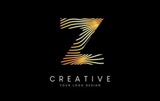 Warp Zebra Lines Letter Z logo Design with Golden Lines and Creative Icon Vector