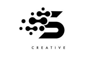 Letter S Dots Logo Design with Black and White Colors on Black Background Vector