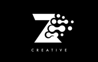 Letter Z Dots Logo Design with Black and White Colors on Black Background Vector