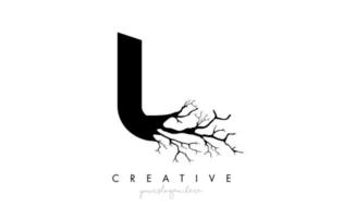 Letter L Design Logo with Creative Tree Branch. L Letter Tree Icon Logo vector