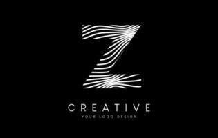 Warp Zebra Lines Letter Z logo Design with Black and White Lines and Creative Icon Vector