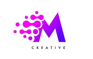 Bubbles Dots Letter M Logo Design. Creative Letter Icon with Blue Bubbles and Circular Dots Vector