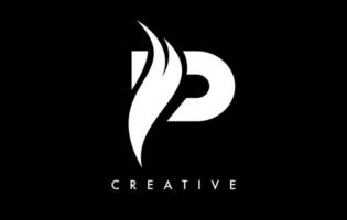 Letter P Logo Icon Design with Swoosh and Creative Curved Cut Shape Vector