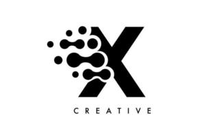 Letter X Dots Logo Design with Black and White Colors on Black Background Vector