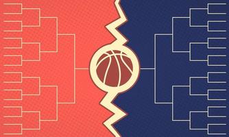 Basketball bracket tournament. 16 team Tournament bracket templates. Blank leaderboard. Playoff chart. Regular season and final game. Sport poster. Vector illustration