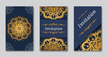 plantilla de invitación de lujo con decoración de mandala dorada. tarjeta de invitación. invitación de boda. ilustración vectorial vector