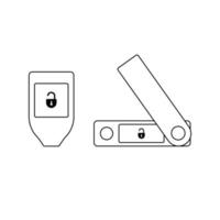 Crypto Hardware Wallet Outline Icon Illustration on White Background vector