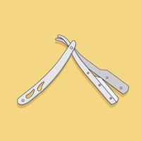 Straight Razor Vector Icon Illustration. Shaving Tools Vector. Flat Cartoon Style Suitable for Web Landing Page, Banner, Flyer, Sticker, Wallpaper, Background