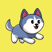 Cute Husky Dog Running Cartoon Vector Icon Illustration. Animal Flat Cartoon Concept