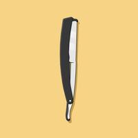 Straight Razor Vector Icon Illustration with Outline for Design Element, Clip Art, Web, Landing page, Sticker, Banner. Flat Cartoon Style