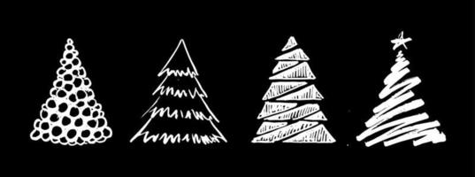 ilustraciones dibujadas a mano del árbol de navidad. vector. vector