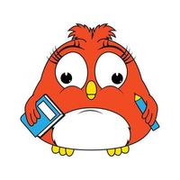 cute red bird animal cartoon graphic vector