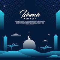fondo de diseño de año nuevo islámico para el momento de saludo vector