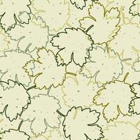 Seamless pattern with linear leaves and overlaid texture of small motes, specks. Vector