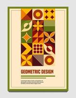 plantilla con formas geométricas abstractas. bueno para volante, diseño de portada, arte de afiches, impresión decorativa, invitación. estilo Bauhaus. composición vertical. vector