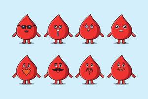 Set kawaii blood drop cartoon with expression vector