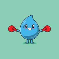 Cute Water drop mascot cartoon playing boxing vector