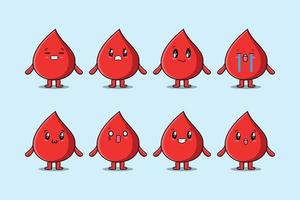 Set kawaii blood drop cartoon with expression vector