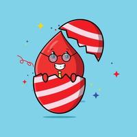 Cute cartoon blood drop coming out from easter egg vector