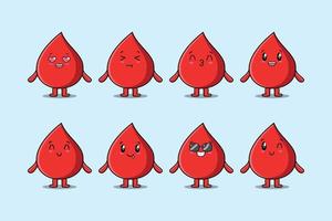 Set kawaii blood drop cartoon with expression vector