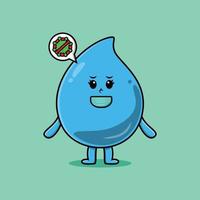 cartoon water drop using mask to prevent virus vector