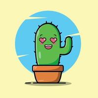 Set Vector cartoon illustrations of green cactus with emotions. Funny emotions character collection for kids. Fantasy characters.