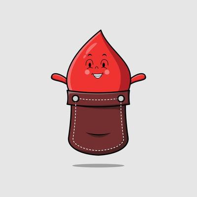 Cute cartoon blood drop coming out from pocket