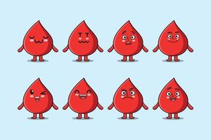 Set kawaii blood drop cartoon with expression vector