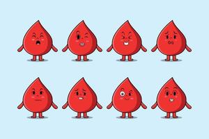 Set kawaii blood drop cartoon with expression vector