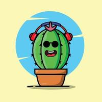 establecer ilustraciones de dibujos animados vectoriales de cactus verde con emociones. colección de personajes de emociones divertidas para niños. personajes de fantasia vector