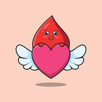 cute cartoon blood drop character hiding heart vector
