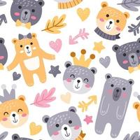 Cute Teddy Bear Seamless Pattern vector