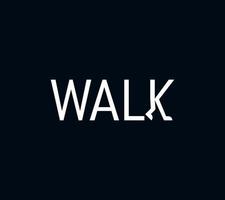 WALK Typography design logo. Move legs letter. Modern creative motion design. Concept Minimal Logo Design Template. vector