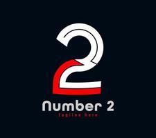 Number 2 logo design. Linear unique special letter series. Creative minimal design template vector illustration