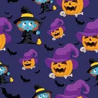 Halloween character trick or treat seamless pattern background