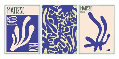 Aesthetic matisse poster set isolated with text. Modern minimal design collection. Abstract vector illustration. Vintage nature graphic. Abstract art background vector. Trendy floral design