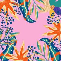 fondo estético abstracto selva boho con hojas tropicales. selva boho en estilo moderno. arte de fondo floral de hoja étnica. diseño plano dibujado a mano contemporáneo. arte tropical abstracto vector