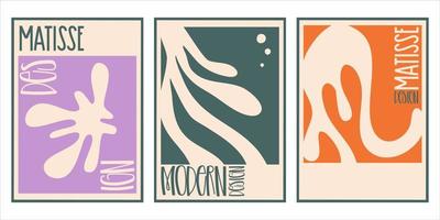 Aesthetic matisse poster set isolated with text. Modern minimal design collection. Abstract vector illustration. Vintage nature graphic. Abstract art background vector. Trendy floral design