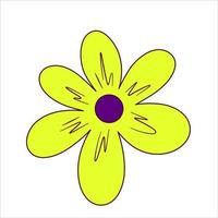 Trippy flower in cartoon style isolated on white background. Hippy rave groovy style y2k. Doodle vector illustration. Vector crazy illustration