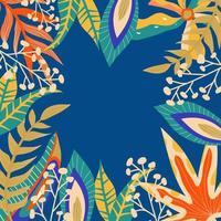 fondo estético abstracto selva boho con hojas tropicales. selva boho en estilo moderno. arte de fondo floral de hoja étnica. diseño plano dibujado a mano contemporáneo. arte tropical abstracto vector