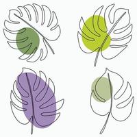 Simplicity monstera leaf freehand continuous line drawing flat design. vector