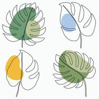 simplicidad hoja de monstera dibujo de línea continua a mano alzada diseño plano. vector