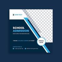 Back to school admission social media post banner template design promotional discount square flyer vector