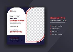 Real estate social media post template design vector