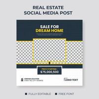 Real estate social media post template design vector