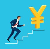 businessman running to Japanese Yen dollar icon vector