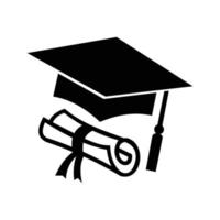 símbolo de graduación, bata y carta de graduación en diseño de silueta. diseño de iconos planos editables en formato eps10. elementos básicos de diseño para celebraciones de graduación o promociones. vector