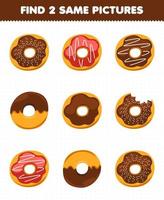 Education game for children find two same pictures food snack donut vector