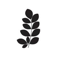 Set of black moringa leaves silhouette vector